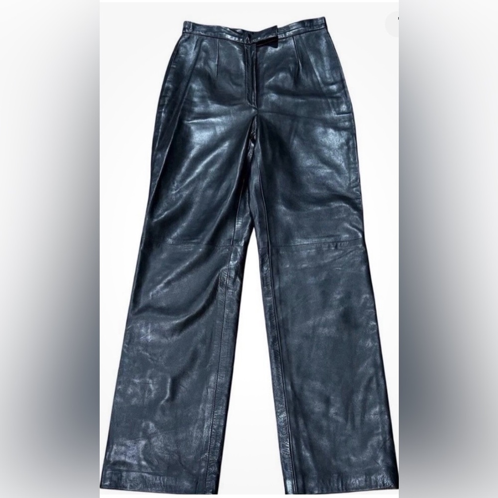 Black leather lined Siena Studio high waisted pants. Size 2